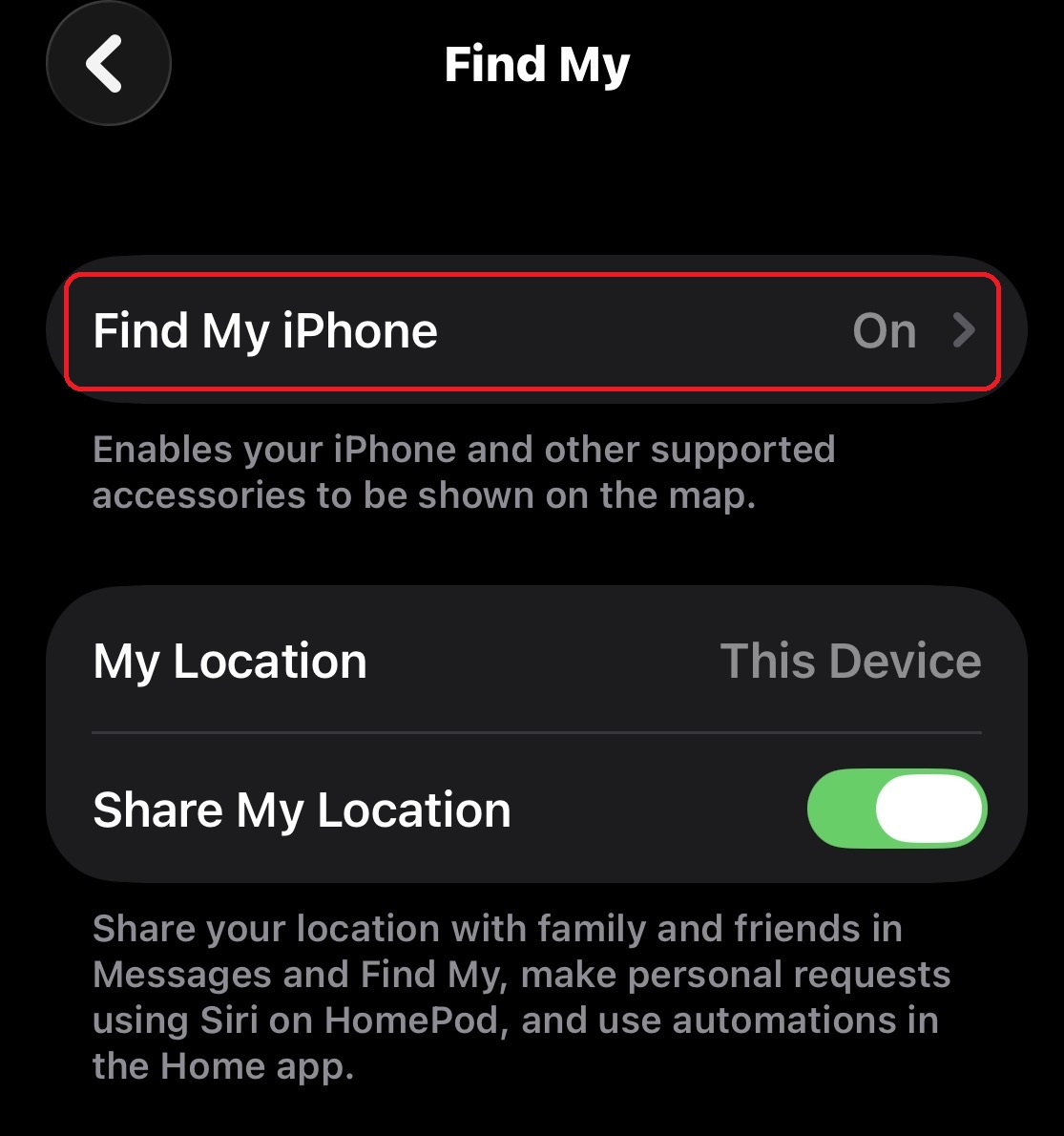 Select Find My iPhone