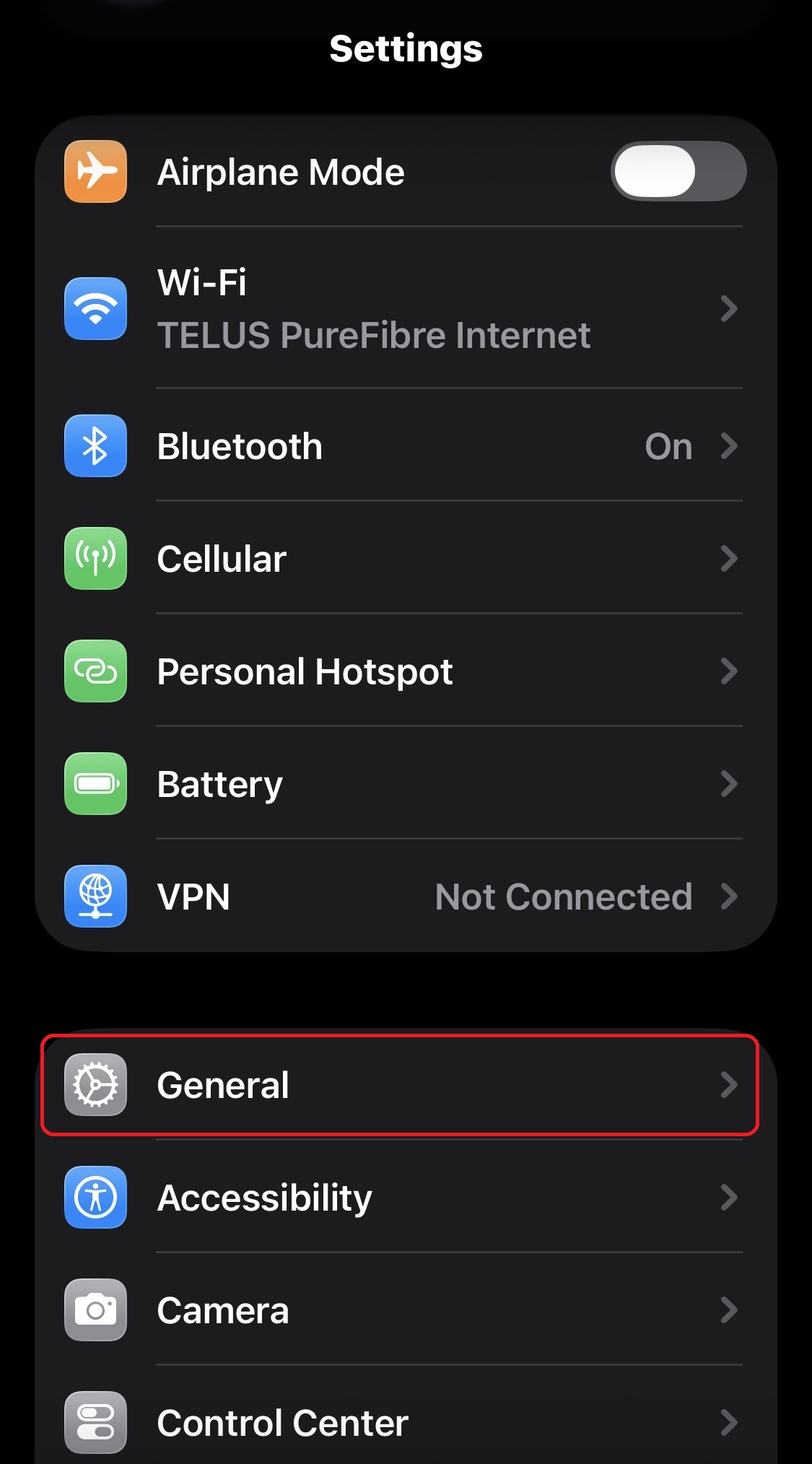 Select General Settings