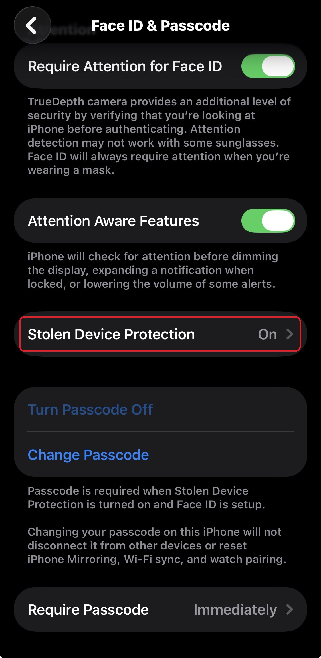 Select Stolen Device Protection